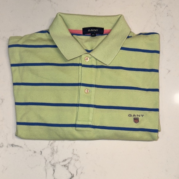 GANT Vintage Men’s Polo Green with Pink Details Size M - Picture 1 of 7